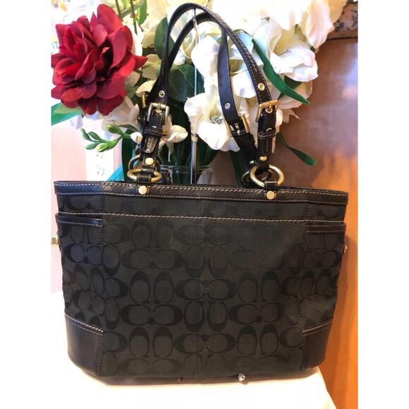 Coach #11237 Signature Black Gallery Tote Purse (PU150 - Picture 1 of 1